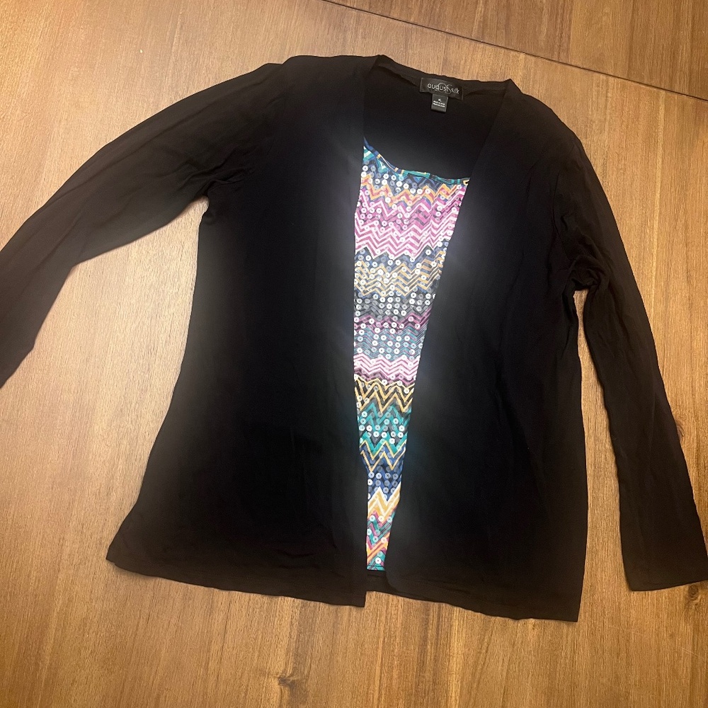 Chic layered-look sequined top.